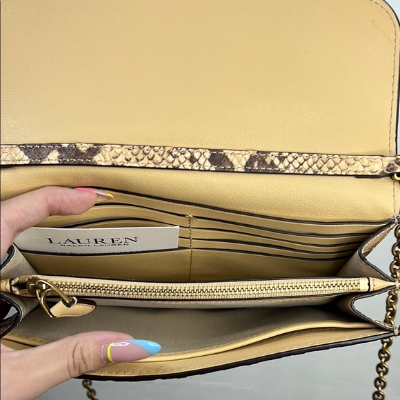 Lauren Ralph Lauren Tan and Brown Clutch with Snake Print - Picture 4 of 5